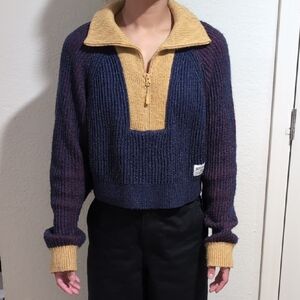 BDG Navy and Mustard Cowl Neck Sweater